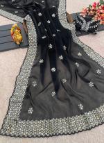 Jimmy Choo Black Party Wear Embroidery Work Saree